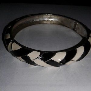 Loft Black and White Hinged Bangle